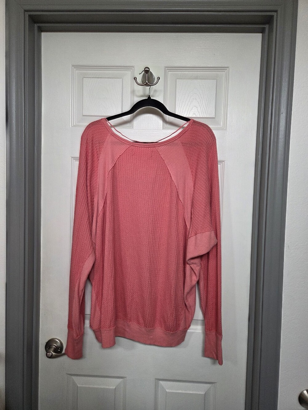 We The Free Coral Santa Clara V-Neck Slouchy Top Boho Cozy Casual Oversized Lrg - Picture 9 of 9